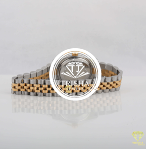 Reloj de Lujo de Dos Tonos con Diamantes para Hombre, Reloj de Pulsera de Cuarzo con Brazalete de Acero Inoxidable Dorado, Esfera Color Champán y Bisel con Incrustaciones de Diamantes, Premium - Product Image 4