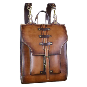 Vintage Genuine Leather Laptop <b>Backpack</b> With Shoulder Straps And Buckle Closure Unisex Softback Design - Product Image 4