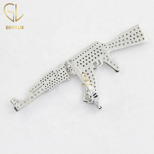 Bling Iced Out Moissanite pistola Hip Hop colgante para hombres Pass Diamond Tester Moissanite personalizado pistola encanto colgante - Product Image 2