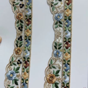 Tela de encaje bordada de diseño superior para vestido, ribete de encaje floral, decoración de prendas, proveedor mayorista, ropa de moda al por mayor - Product Image 4