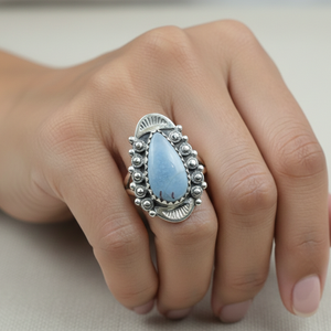Anillo Vintage de Angelita Azul en Forma de Pera, Plata de Ley 925, Chapado en Oro Rosa y Oro Amarillo, Joyería Boho Hecha a Mano, Regalo para Hombre - Product Image 1
