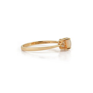Top Selling Product Dainty Girls <b>Opal</b> & Diamond Real K14 Yellow <b>Gold</b> Minimal Gemstone <b>Ring</b> October Birthstone Daily Wear Jewelry - Product Image 5