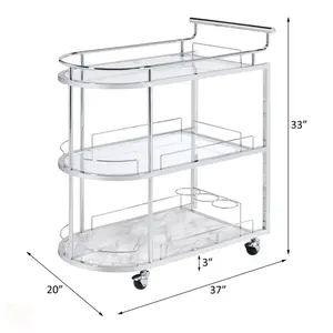 Chariot de service de luxe en métal fait main pour boissons, chariot roulant d'hôtellerie haut de gamme en métal, chariot de salle à manger moderne en métal plaqué sécurisé - Product Image 2