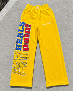 Custom Graphic <b>Print</b> Wide Leg Sweatpants <b>Men</b> Orange Heavyweight Fleece Jogger Pants Loose Fit Streetwear <b>Trousers</b> Wholesale - Product Image 6