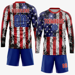 Ensemble d'uniformes de football personnalisés à manches longues, imprimés par sublimation, anti-humidité, coupe athlétique, toutes saisons, tenue d'équipe - Product Image 1
