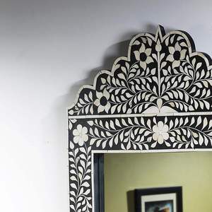 Customized Good Quality Luxurious Handcrafted Natural Wood Bone Inlay <b>Mirror</b> Frame for Decoration From India Floral Inlay - Product Image 4