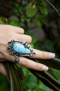 Anillo de Plata Larimar, Anillo de Plata de Ley 925, Plata de Ley 925 Sólida - Product Image 2