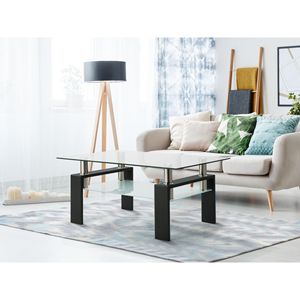 Modern Rectangle Black Glass Coffee Table Clear Center <b>Side</b> Tables for Living Room Essential Furniture - Product Image 1