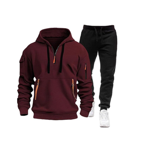 Conjunto de Sudadera con Capucha y Pantalones de Forro Polar Cálidos para Hombre, OEM Personalizado al por Mayor, Chándal Oversize Casual de Invierno para Exteriores con Bolsillos con Cremallera - Product Image 1