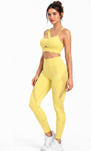 Women Yoga Set <b>Scrunch</b> Butt Sports Bra High Waist <b>Leggings</b> Y Shape Strap Two Piece Stretch Fitness Workout Clothing Gym Pilates - Product Image 3