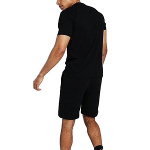 Respirant été hommes ensemble court vêtements de sport à manches courtes T-Shirt et short deux pièces ensemble unisexe coton décontracté - Product Image 4