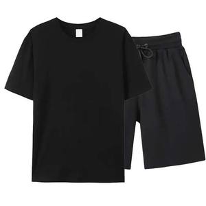 Ensembles décontractés d'été pour hommes : T-shirts à manches courtes et shorts respirants, unis et amples, vente en gros - Product Image 4