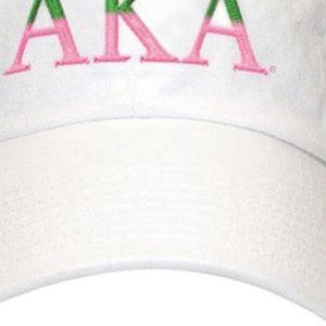 AKA Two Tone Letter Hat White Adjustable Cotton <b>Baseball</b> <b>Cap</b> with Embroidered Greek Sorority Headwear for Women - Product Image 4