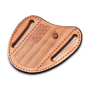 Étui à couteau en cuir de qualité supérieure, style pancake, avec drapeau américain patriotique en relief, pour ceinture horizontale, étui pour couteau pliant - Product Image 1