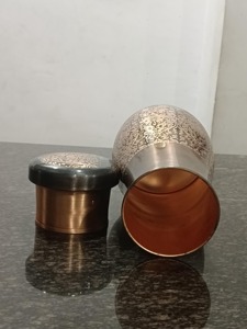 Bouteille d'eau en cuivre de style oriental avec couvercle, motif décoratif - Product Image 4