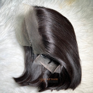 Peluca Frontal de Encaje HD, Cabello Humano Liso, Corte Recto, Longitud Corta, Pelucas de Cabello Virgen Vietnamita, Liso Sedoso, Mejor Precio - Product Image 2