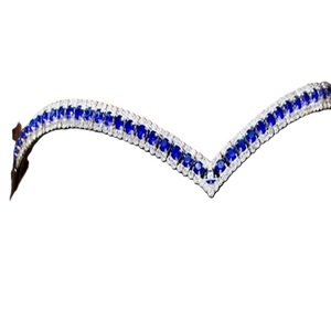 Bandeau de dressage en cuir véritable de haute qualité avec cristaux décoratifs élégants en forme de V, bandeau de cheval en cuir orné de cristaux. - Product Image 1