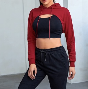 Women Long Sleeve <b>Crop</b> Hoodie <b>Top</b> Solid Color Loose Pullover <b>Crop</b> <b>Tops</b> Sweatshirt Gym Workout Yoga Cropped <b>Top</b> Hoodie - Product Image 3
