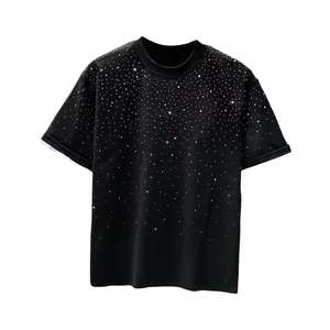 T-shirts en coton ornés de strass, dernière collection, vente en gros, streetwear d'été, nouveaux modèles avec logo personnalisé - Product Image 1