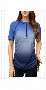 เสื้อยืดกันแดดแขนยาวไล่เฉดสีสำหรับผู้หญิง พิมพ์ลายแบบ Sublimation ระบายอากาศได้ดี แห้งเร็ว ผลิตจากโพลีเอสเตอร์ 180 กรัม เหมาะสำหรับการฝึกซ้อมกีฬา - Product Image 3