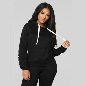 2025 gros personnalisé femmes blanc survêtement survêtements plaine coton survêtements ensemble 2 pièces automne hiver femmes survêtement - Product Image 4