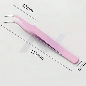 2 Pinzas de Acero Inoxidable Color Oro Rosa para Pestañas, Instrumentos de Precisión para Aplicación de Cejas y Pestañas, Alta Calidad - Product Image 4