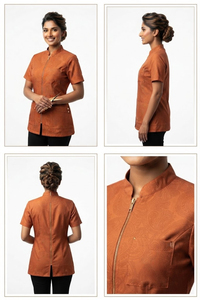 Veste de barbier professionnelle pour salon avec fermeture éclair, logo et couleur personnalisables, durable, résistante à l'eau, mélange polyester/nylon/coton - Product Image 5