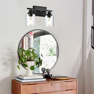 Lampada da Parete Moderna E26 per Bagno, Nera con Paralume in Vetro Trasparente, per Specchio, Cucina, Corridoio, Soggiorno e Armadi - Product Image 5