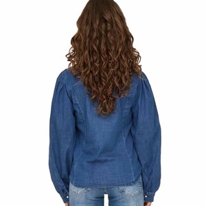 Women Denim Shirt Long Sleeve Solid Color Button Up Casual Loose Fit Stonewashed Cotton Autumn Style - Product Image 5