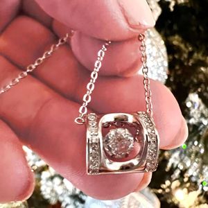 Round Cut Moissanite Sterling Silver Cute Party Unique Necklace for Women - Product Image 4
