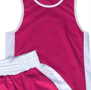 Conjunto de chaleco y pantalones cortos de boxeo, uniforme de boxeo 100% poliéster, uniformes unisex de boxeo en venta - Product Image 3