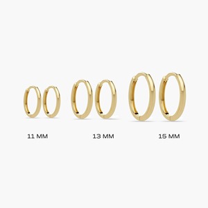 Pendientes de Aro Pequeños de Oro Sólido de 14K, Aros Minimalistas Lisos de 13mm, Joyería de Oro Real para Uso Diario, Regalos y Fiestas - Product Image 4