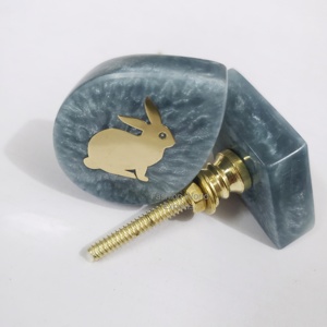 Resin & Metal Inlay Door <b>Knobs</b> in Soft Grey Chic & Sturdy <b>Handles</b> for Kids <b>Furniture</b>, Closets & Dresser Drawers - Product Image 2