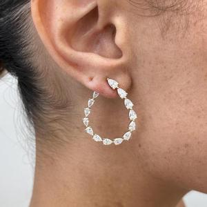 Pendientes de Aro con Diamantes en Forma de Pera en Oro Amarillo Sólido, Pendientes Colgantes con Diamantes Cultivados en Laboratorio, Pendientes de Lujo para Novia, para Boda, para Mujer - Product Image 1