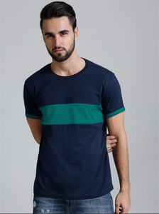 Camiseta Casual de Manga Corta para Hombre, Color Azul Marino y Verde, Sin Cuello, Tejida, Doble Botonadura, 100% Algodón, Transpirable, para Verano - Product Image 6