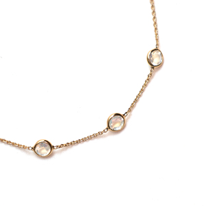 Pulsera de Piedra Lunar Arcoíris Natural Redonda con Bisel de Oro Amarillo Sólido de 18K, Cadena de Gemas Luminosas, Lujosa, Piedra de Nacimiento de Junio - Product Image 2