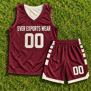 Style unique, service ODM sur mesure, design unique, uniforme de basket-ball bordeaux avec bordure crème, ensemble maillot et short de basket-ball, kit d'équipe - Product Image 4