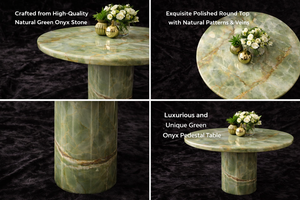 Mesa Redonda de Ónix Verde Pulido de Primera Calidad, Mueble Decorativo con Pedestal de Mármol Hecho a Mano y de Alta Calidad - Product Image 5