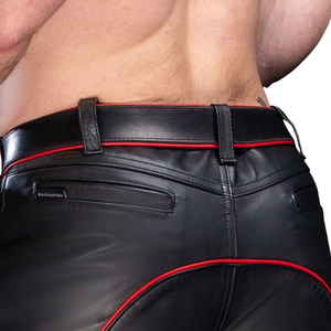 Ceinture en cuir pour homme avec passepoil, cinq couleurs au choix, ceinture en cuir véritable de qualité supérieure, quincaillerie durable, style classique pour club - Product Image 3