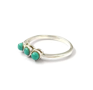 Elegante Anillo de Plata de Ley 925 con Tres Piedras de Turquesa de 2.2 Gramos, Joyería de Plata de Jaipur - Product Image 2