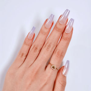 Faux ongles artificiels longs forme cercueil ballerine, fabrication OEM ODM, blanc laiteux personnalisé, vente en gros, ongles à presser effet chrome nacré - Product Image 1