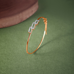 Rose Gold Triple Square CZ Geometric <b>Bangle</b> <b>Bracelet</b> for Women | Adjustable Elegant Fashion Kada | Trendy Party & Daily Wear Jew - Product Image 3
