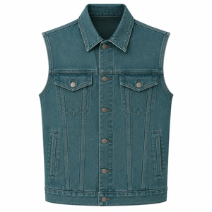 Chaleco Vaquero Vintage para Hombre, Azul Lavado, Sin Mangas, con Bolsillos Funcionales, Costuras en Contraste y Estilo Atemporal - Product Image 5