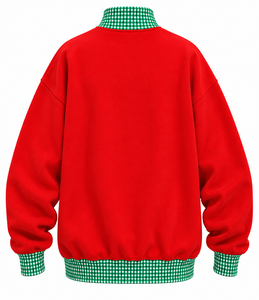 Sweat-shirt oversize à col montant pour femme, personnalisé avec broderie de lettres en gingham, en molleton de coton doux, vente en gros - Product Image 4