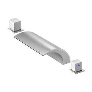 Rubinetto per vasca da bagno a cascata a 3 fori, set rubinetteria con 2 maniglie, montaggio su bordo vasca, accessorio per bagno - Product Image 1