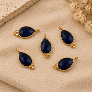 Pendentif en pierre précieuse Iolite Quartz en forme de poire à facettes, avec monture plaquée or, pour la fabrication de bijoux - Product Image 1