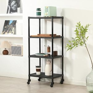 Four Tier Metal <b>Storage</b> <b>Rack</b> With Wheels Minimalist Design For Kitchen Sundries Standing Type - Product Image 1