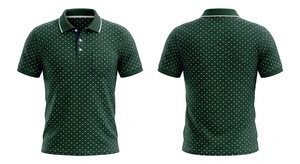 เสื้อโปโลชายสีเขียวลายจุด แขนสั้น ผ้าฝ้าย ระบายอากาศดี ผ้าอ๊อกซ์ฟอร์ด มีกระเป๋า ทรงปกติ - Product Image 2