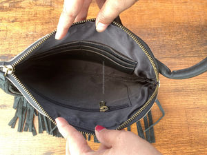 Wholesale High Quality Genuine Hair-On Cowhide Ring Handle Wristlet Clutch Bag for Women's Luxury Fashion Fringe Bangle Handbags - Product Image 6