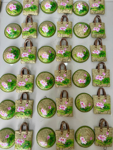 Natural Handmade Palm Leaf Keychain Woven Key Ring Eco Friendly Souvenir Gift for Travel and Resort Wholesale Vietnam - Product Image 6